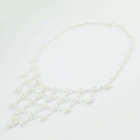 Collana donna filigrana sarda in argento nido d'ape a fiore