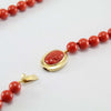 Collana donna filo corallo rosso e chiusura in oro giallo con cammeo 50 cm