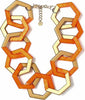 Collana Donna Girocollo Anelli Esagonali Collana Bijou Fashion Arancione e Oro Maxi Collana Colorata Collana You Store - Messina, Commerciovirtuoso.it