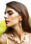 Collana Donna Girocollo in Vetro Di Murano Ambra Bijou Fashion Artigianale Made in Italy Collana in Ottone E Acciaio Con Perle Realizzate a Mano 47 Cm