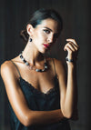 Collana Donna Girocollo in Vetro Di Murano Grigio Bijou Fashion Artigianale Made in Italy in Acciaio Con Perle Realizzate a Mano 46 Cm