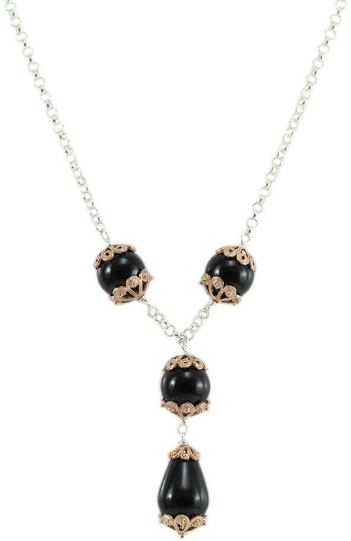 Collana donna in argento con centrale su coccu con coppetta rosè