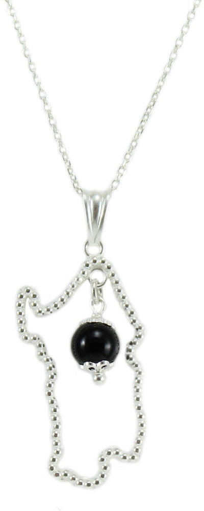 Collana donna argento con Sardegna traforata e pendente Su Coccu onice