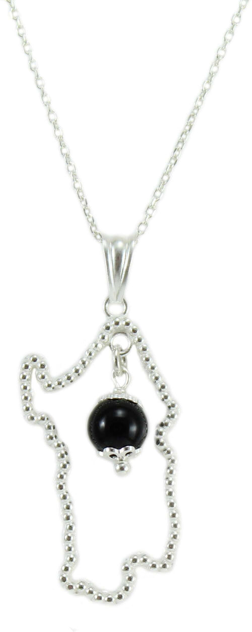 Collana donna argento con Sardegna traforata e pendente Su Coccu onice