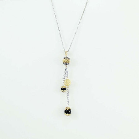 Collana donna in argento sfere filigrana sarda brunite e dorate con su coccu