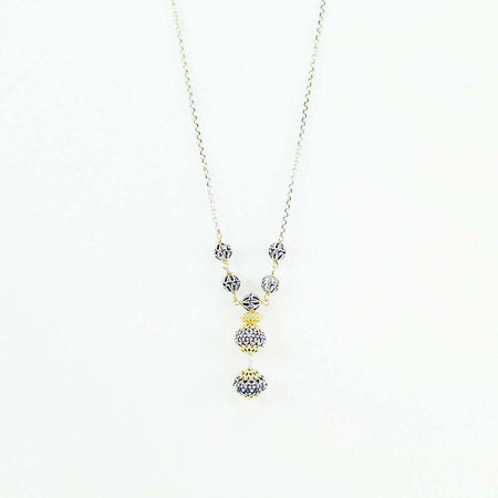 Collana donna in argento sfere filigrana sarda traforate brunite e dorate