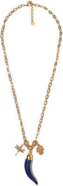 Collana Donna in Metallo Oro Con Corno Blu Collana Con Pendente Corno E Catena Oro Chiusura Con Gancetto Moda/Donna/Gioielli/Collane You Store - Messina, Commerciovirtuoso.it