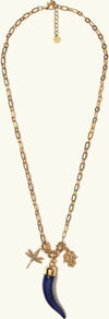 Collana Donna in Metallo Oro Con Corno Blu Collana Con Pendente Corno E Catena Oro Chiusura Con Gancetto Moda/Donna/Gioielli/Collane You Store - Messina, Commerciovirtuoso.it