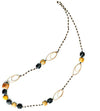 Collana Donna in Vetro Di Murano Ocra Bijou Fashion Artigianale Made in Italy Collana 98 Cm in Ottone Con Perle Fatte a Mano