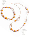 Collana Donna in Vetro Di Murano Rosa Bijou Fashion Artigianale Made in Italy in Ottone Con Perle Realizzate a Mano 98 Cm
