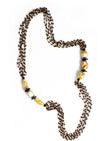 Collana Donna in Vetro Di Murano Topazio Bijou Fashion Artigianale Made in Italy Collana in Ottone E Acciaio Con Perle Fatte a Mano 90 Cm