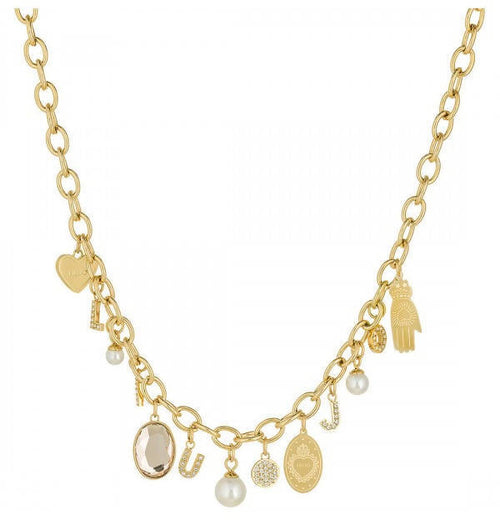 Collana Donna LIU JO placcata oro con Charms pace Gioiello Per Lei Perle e Brillantini Collanina Fashion