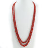 Collana Donna Lunga Doppio Filo Corallo Rosso E Chiusura Fiore In Oro Giallo