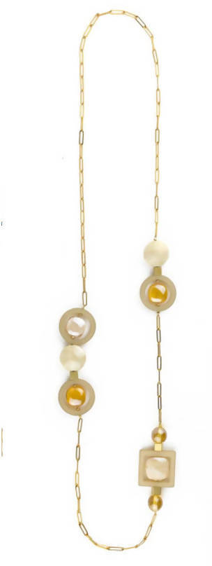 Collana Donna Lunga in Vetro Di Murano Avorio Bijou Fashion Artigianale Made in Italy Collana a Catena Donna Dorata Con Perle Realizzate a Mano 92 Cm