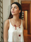 Collana Donna Lunga in Vetro Di Murano Rosso Bijou Fashion Artigianale Made in Italy Collana a Catena Donna Con Perle Realizzate a Mano 92 Cm