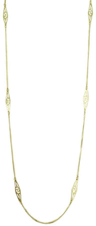 Collana donna lunga "su gettau" ornamento per abito sardo in argento dorato