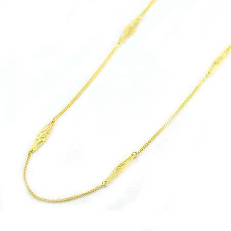 Collana donna lunga "su gettau" ornamento per abito sardo in argento dorato