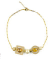 Collana Donna Midi in Vetro Di Murano Avorio Bijou Fashion Artigianale Made in Italy Collana Dorata Con Perle Realizzate a Mano Catena E Chiusura Gancetto 44,5 Cm