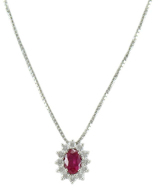 Collana donna Mirco Visconti in oro bianco con rubino e diamanti