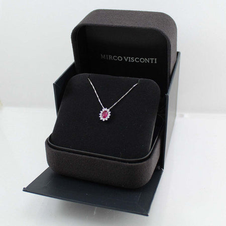 Collana donna Mirco Visconti in oro bianco con rubino e diamanti