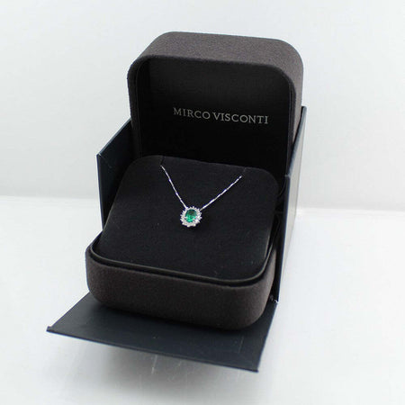 Collana donna Mirco Visconti in oro bianco con smeraldo e diamanti