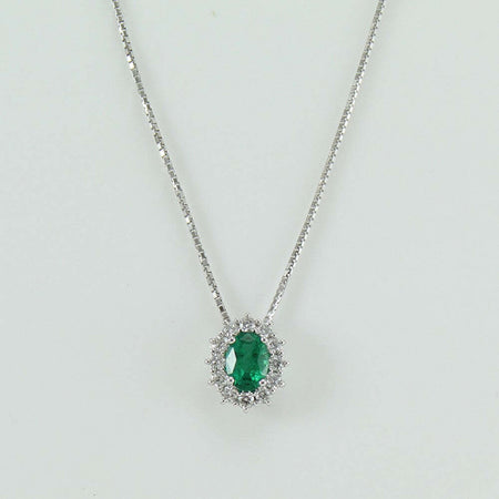 Collana donna Mirco Visconti in oro bianco con smeraldo e diamanti