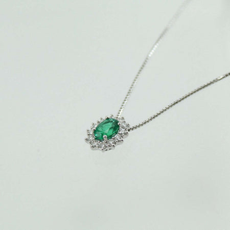 Collana donna Mirco Visconti in oro bianco con smeraldo e diamanti