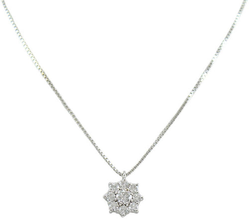Collana Donna Mirco Visconti in Oro Bianco Pendente Multipietra Con Diamanti