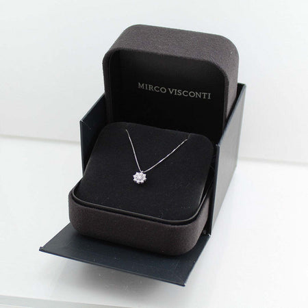 Collana donna Mirco Visconti in oro bianco pendente multipietra con diamanti