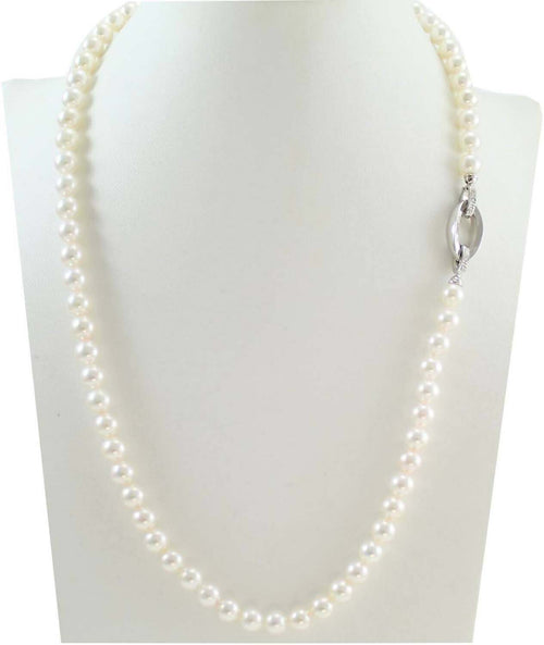 Collana donna perle Akoya giapponesi Coscia chiusura oro bianco e diamanti 5,5/6
