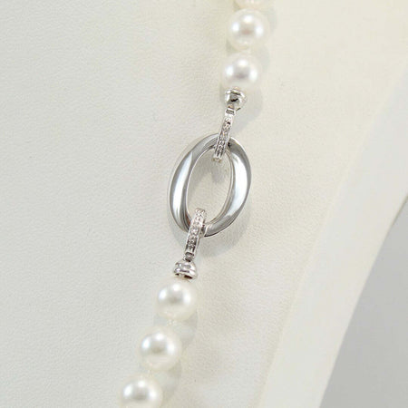 Collana donna perle Akoya giapponesi Coscia chiusura oro bianco e diamanti