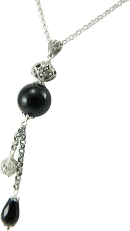 Collana sarda con bottone e su coccu onice nero argento 925