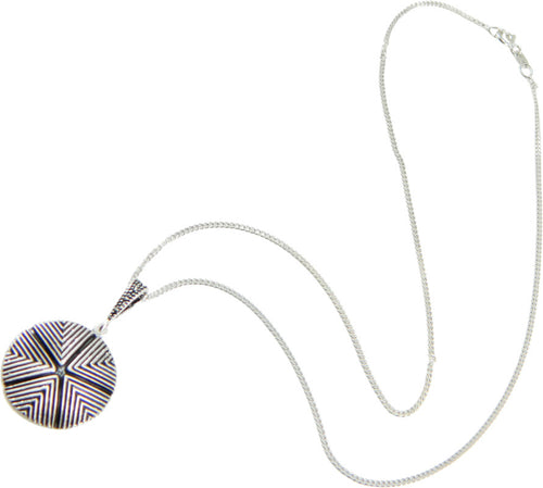 Collana sarda con pendente Sa Pintadera in argento brunito