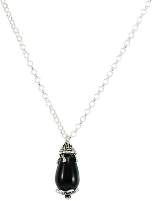 Collana donna con pendente Su Coccu in argento con onice nero a goccia