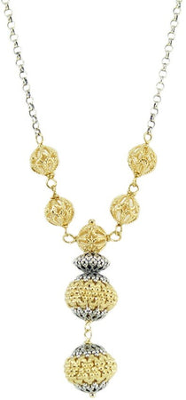 Collana donna sfere filigrana sarda in argento traforate dorate e brunite