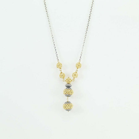 Collana donna sfere filigrana sarda in argento traforate dorate e brunite