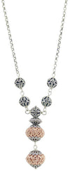 Collana donna sfere filigrana sarda in argento traforate brunite e rosè