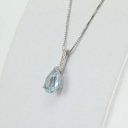 Collana girocollo donna  in oro bianco con acquamarina e diamanti Mirco Visconti