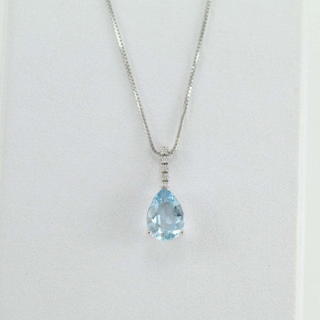 Collana girocollo donna  in oro bianco con acquamarina e diamanti Mirco Visconti