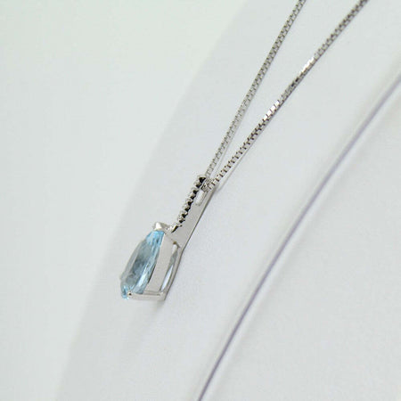 Collana girocollo donna  in oro bianco con acquamarina e diamanti Mirco Visconti