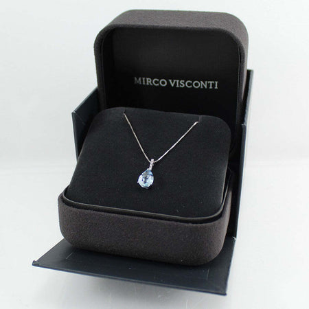 Collana girocollo donna  in oro bianco con acquamarina e diamanti Mirco Visconti