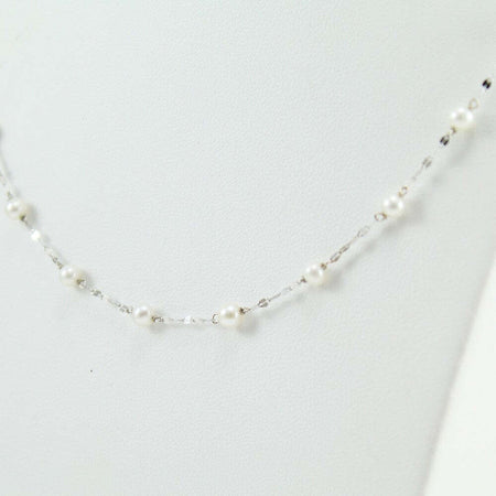 Collana Girocollo Donna In Oro Bianco Con Perle Bianche Fresh Water