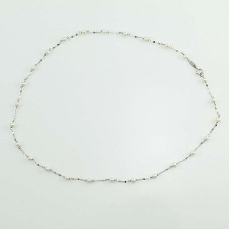 Collana Girocollo Donna In Oro Bianco Con Perle Bianche Fresh Water