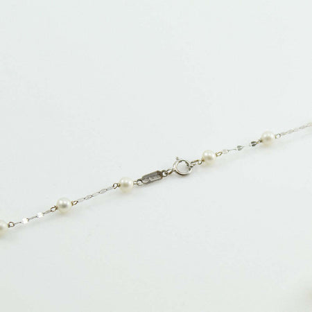 Collana Girocollo Donna In Oro Bianco Con Perle Bianche Fresh Water