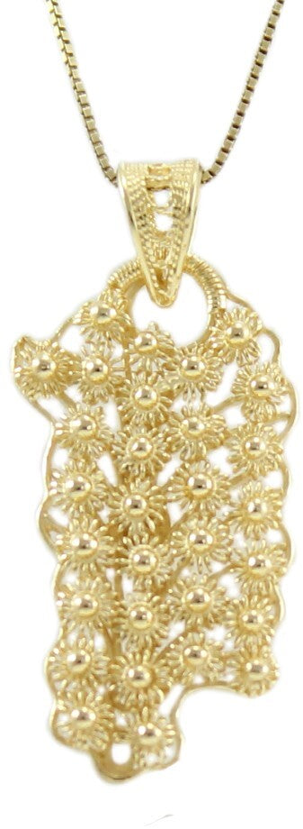 Collana con ciondolo sardegna pendente filigrana sarda in argento dorato