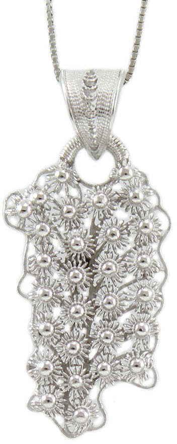 Collana con ciondolo sardegna pendente filigrana sarda in argento rodiato