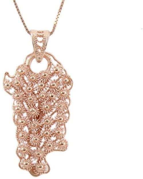 Collana con ciondolo sardegna pendente filigrana sarda in argento rosa