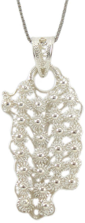 Collana con ciondolo sardegna pendente filigrana sarda in argento