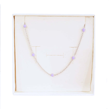 Collana Girocollo ragazza- donna in Argento 925 con Stelle Pendenti Lilla Argento Ipoaallergico e Rodiato oro bianco.