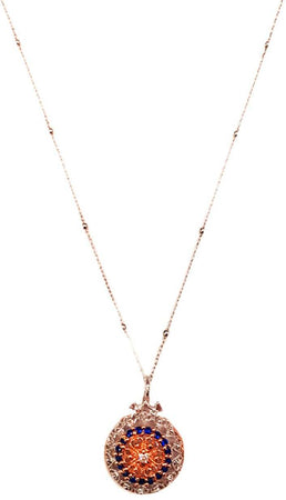 Collana in Argento 925 millesimi Maestro Riverso Ciondolo con Pietre Colorat e Tormaline varieta' Zaffiri